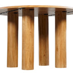 Table de salle à manger, plateau rond de 48 pouces, bois de manguier marron naturel, pieds à 4 colonnes.
