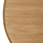 Table de salle à manger, plateau rond de 48 pouces, bois de manguier marron naturel, pieds à 4 colonnes.