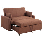 Canapé convertible Porta, lit double, velours bouclette cuivre, oreillers, 152 cm