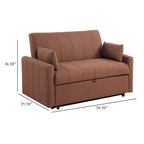 Canapé convertible Porta, lit double, velours bouclette cuivre, oreillers, 152 cm