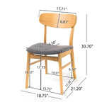 Lot de 2 chaises de salle à manger, assise rembourrée grise, pieds évasés marron naturel
