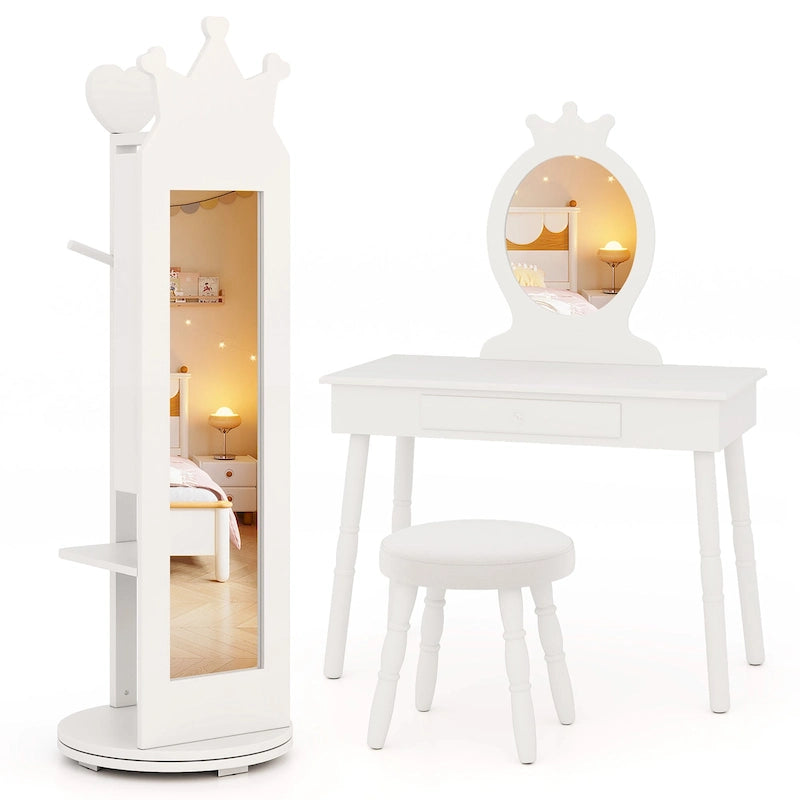 Coiffeuse enfant princesse et tabouret de maquillage avec