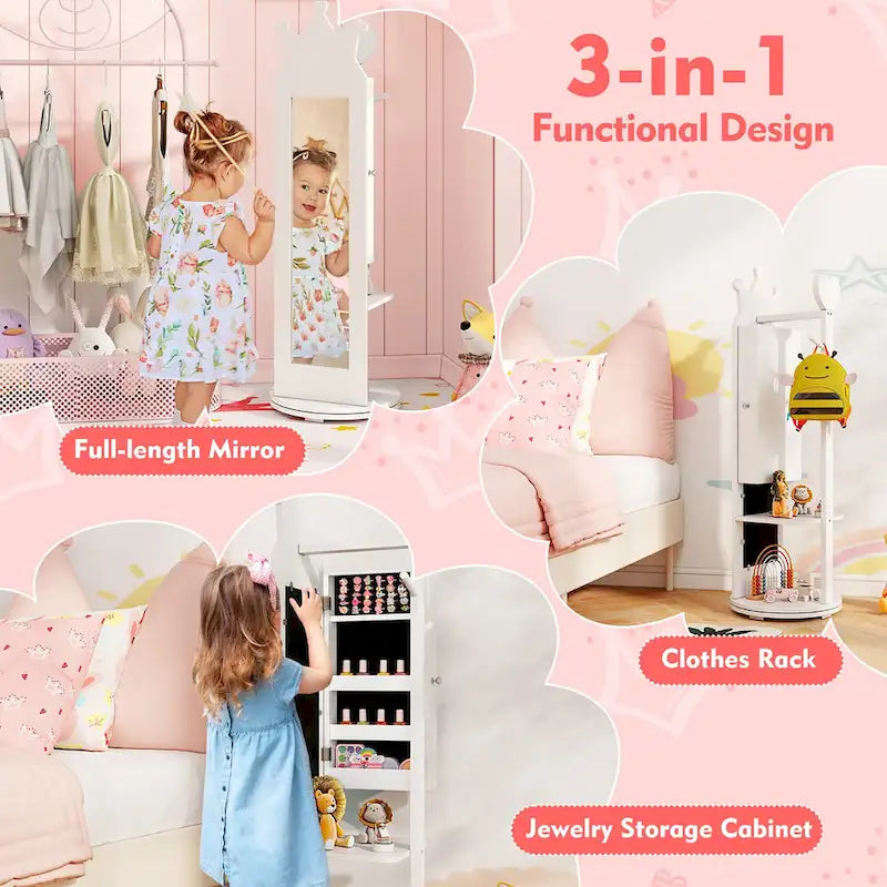   Kids Vanity Set Princess Makeup Dressing Table & Chair Set w/
