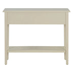 38.2 Table console rustique avec étagère ouverte et trois tiroirs, pieds en bois d'hévéa