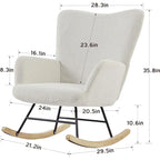 Javlergo Fauteuil à bascule Teddy rembourré 2 pièces avec poches de rangement Fauteuils à bascule d'appoint modernes Fauteuil latéral confortable
