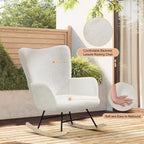 Javlergo Fauteuil à bascule Teddy rembourré 2 pièces avec poches de rangement Fauteuils à bascule d'appoint modernes Fauteuil latéral confortable