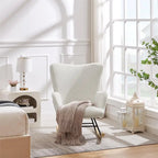 Javlergo Fauteuil à bascule Teddy rembourré 2 pièces avec poches de rangement Fauteuils à bascule d'appoint modernes Fauteuil latéral confortable