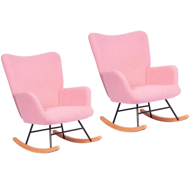Javlergo Fauteuil à bascule Teddy rembourré 2 pièces avec poches de rangement Fauteuils à bascule d'appoint modernes Fauteuil latéral confortable