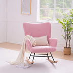 Javlergo Fauteuil à bascule Teddy rembourré 2 pièces avec poches de rangement Fauteuils à bascule d'appoint modernes Fauteuil latéral confortable