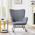 Javlergo Fauteuil à bascule Teddy rembourré 2 pièces avec poches de rangement Fauteuils à bascule d'appoint modernes Fauteuil latéral confortable
