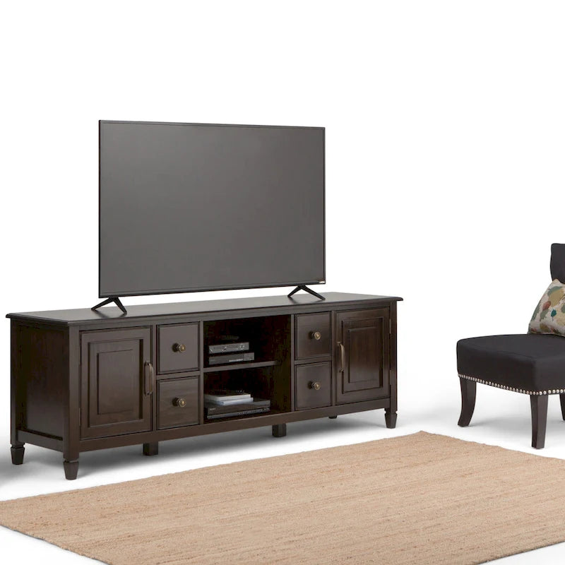   Hampshire SOLID WOOD 72 inch Wide Traditional TV Media Stand For TVs up to 80 inches - 72w x 18d x 24 h