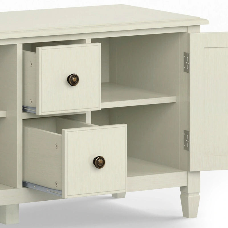 Meuble TV traditionnel en BOIS MASSIF Hampshire de 72 pouces de large pour téléviseurs jusqu'à 80 pouces - 72 larg. x 18 prof. x 24 haut.