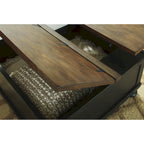 Table basse relevable carrée décontractée Valebeck noire/marron - 91 cm L x 91 cm P x 46 cm H