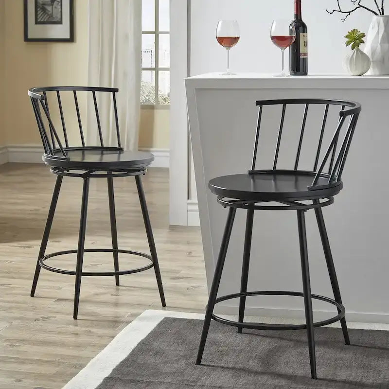 Tabourets de comptoir pivotants à dossier bas Olix Windsor (lot de 2) par