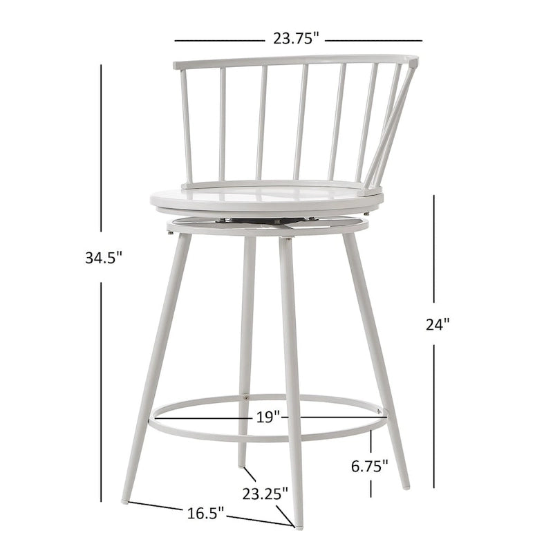 Tabourets de comptoir pivotants à dossier bas Olix Windsor (lot de 2) par