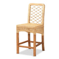 Tabouret de comptoir Moscou bohème moderne en rotin et bois naturel marron