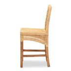 Tabouret de comptoir Moscou bohème moderne en rotin et bois naturel marron