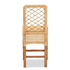 Tabouret de comptoir Moscou bohème moderne en rotin et bois naturel marron