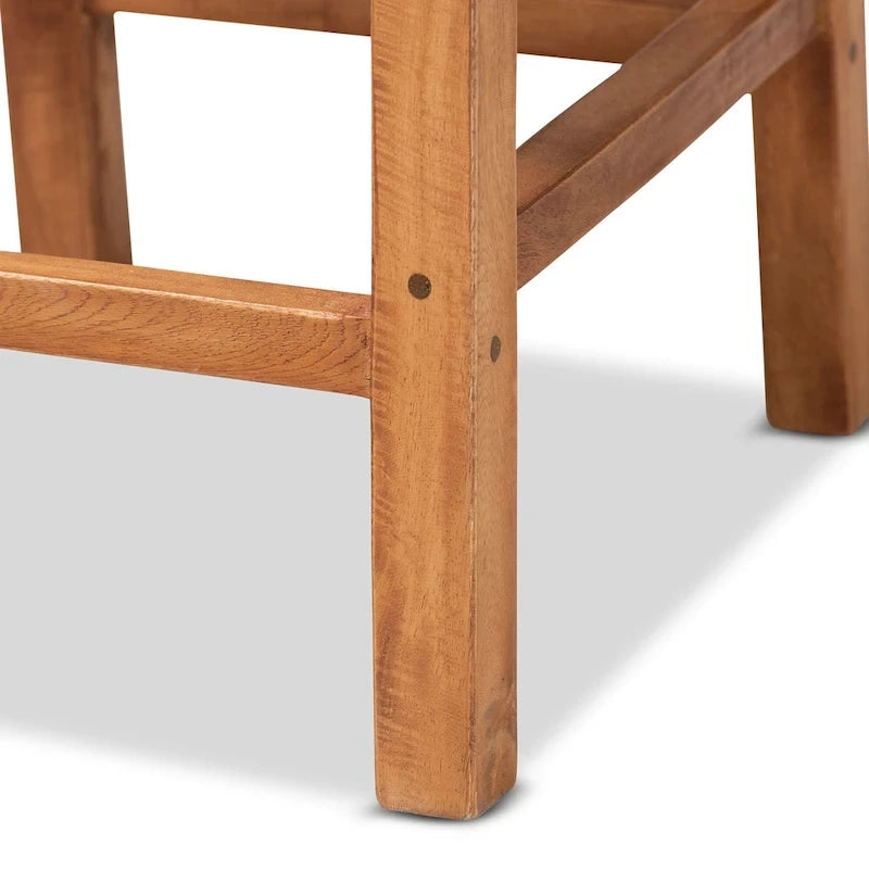 Tabouret de comptoir Moscou bohème moderne en rotin et bois naturel marron