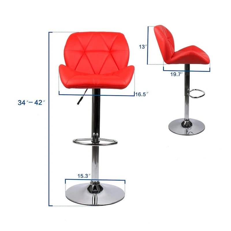 Tabourets de bar pivotants réglables en similicuir modernes (lot de 2)