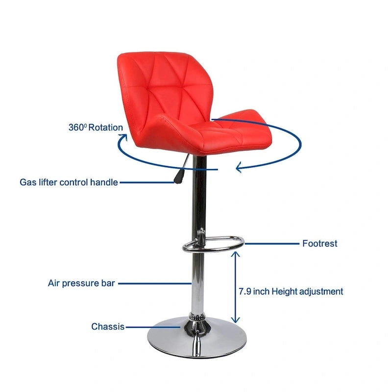 Tabourets de bar pivotants réglables en similicuir modernes (lot de 2)