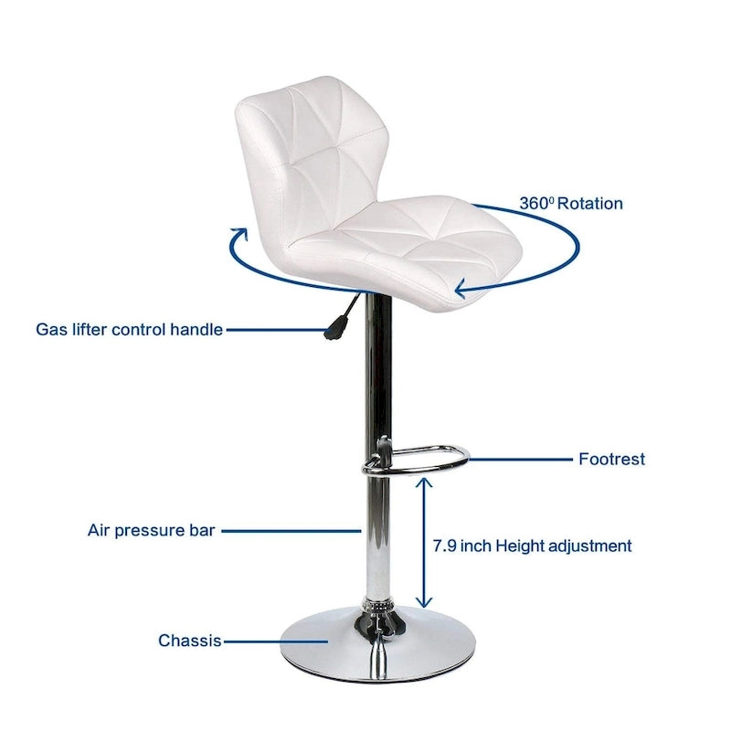 Tabourets de bar pivotants réglables en similicuir modernes (lot de 2)