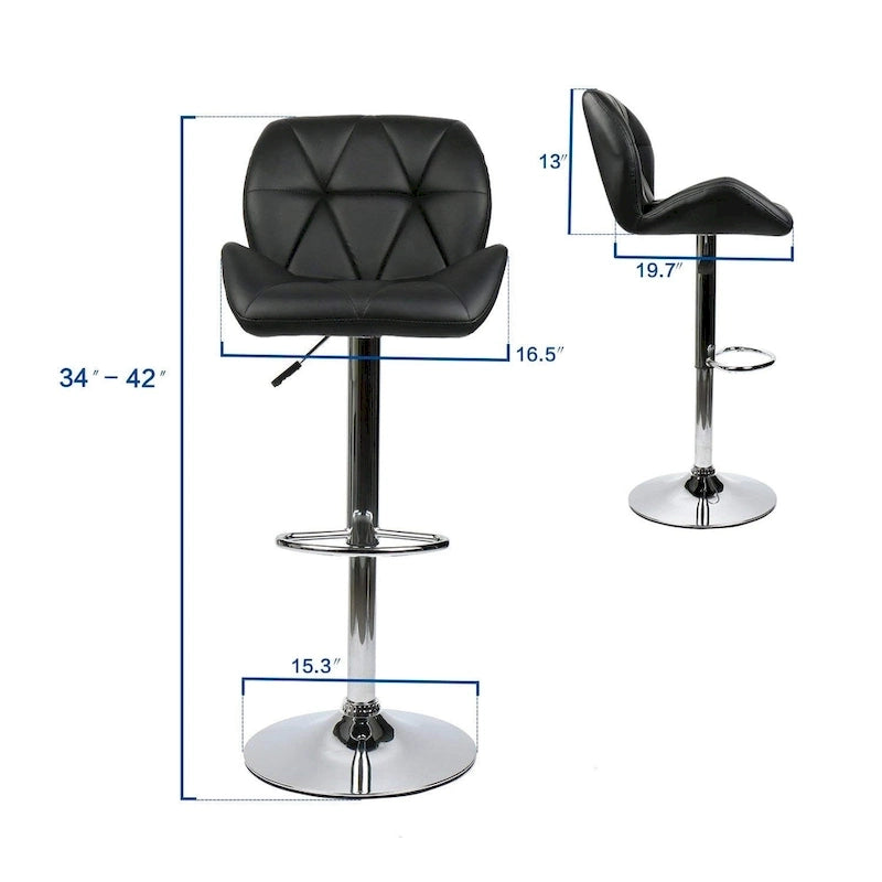 Tabourets de bar pivotants réglables en similicuir modernes (lot de 2)