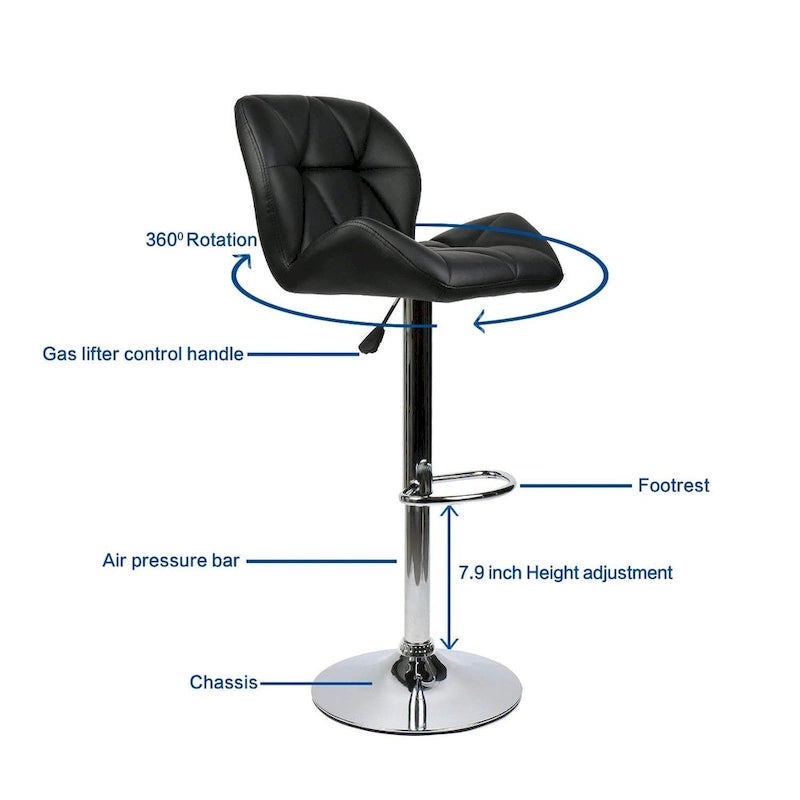 Tabourets de bar pivotants réglables en similicuir modernes (lot de 2)
