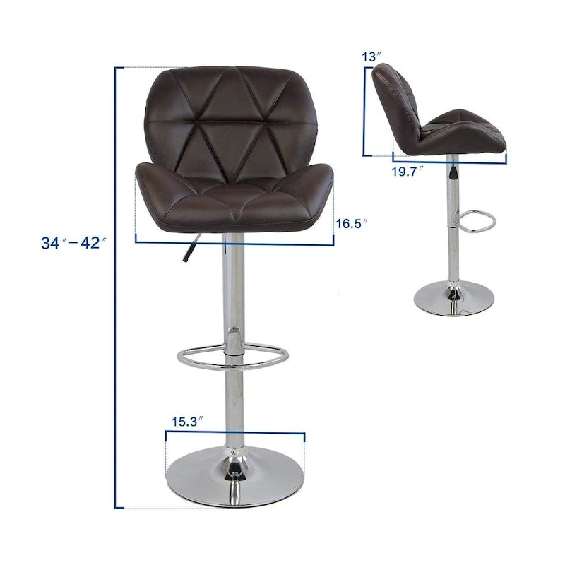 Tabourets de bar pivotants réglables en similicuir modernes (lot de 2)
