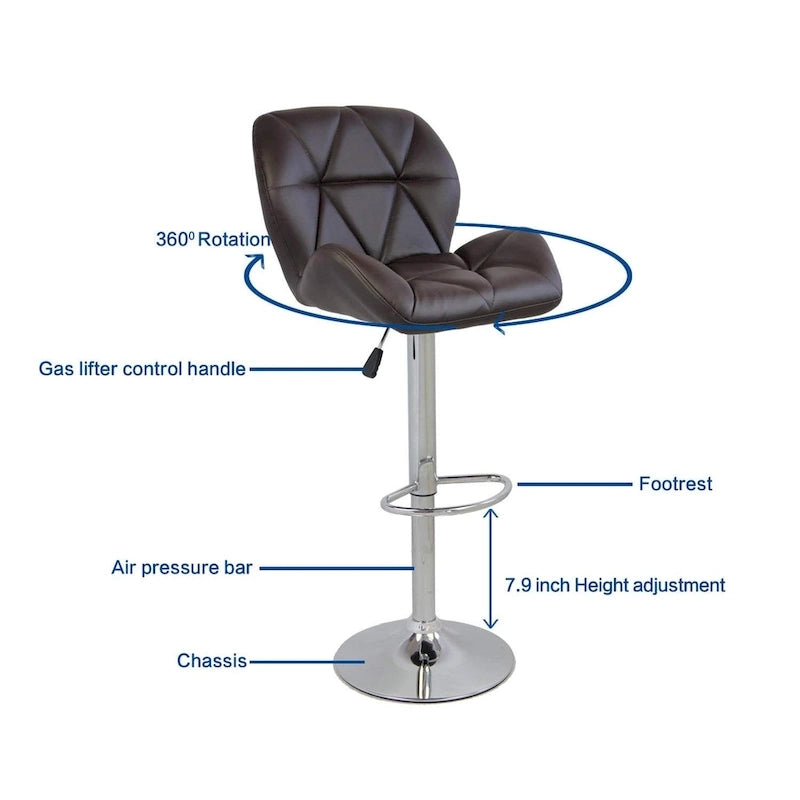 Tabourets de bar pivotants réglables en similicuir modernes (lot de 2)