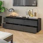 Commode polyvalente / Meuble TV 6 tiroirs - Noir et blanc