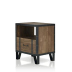Table d'appoint industrielle en chêne DH BASIC avec 1 tiroir en métal, 43 cm par