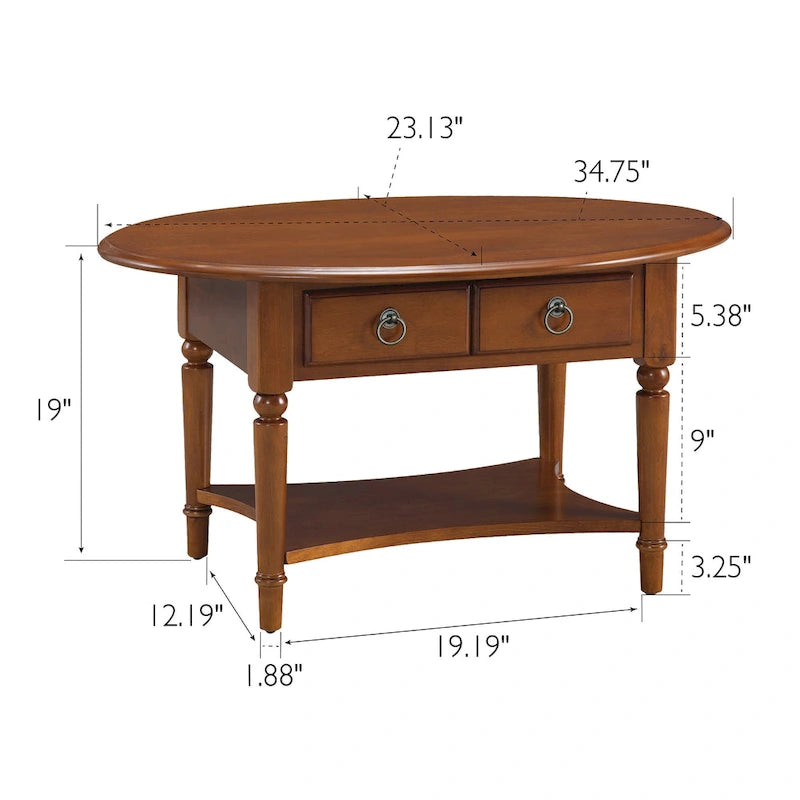 Table basse ovale Churn Creek avec étagère