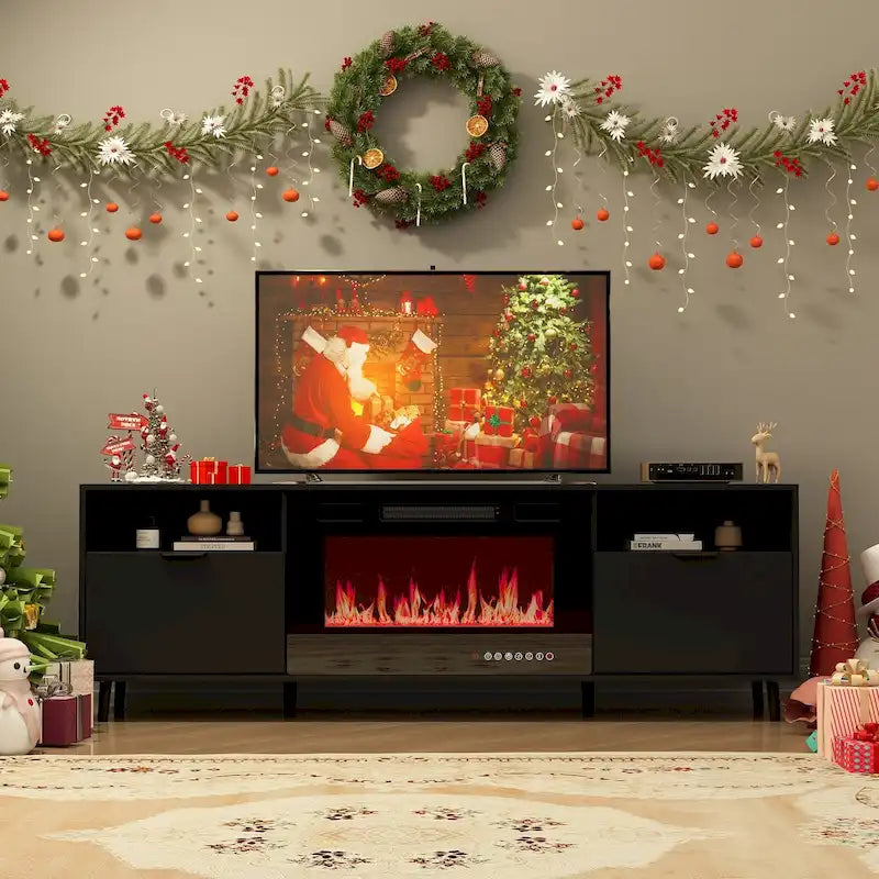 Cheminée électrique d'ambiance et meuble TV durable à faible consommation d'énergie