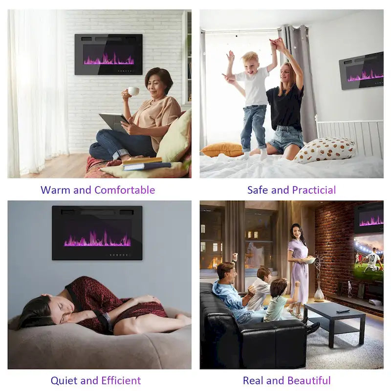 Cheminée électrique d'ambiance et meuble TV durable à faible consommation d'énergie