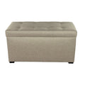 Banc coffre de rangement capitonné beige Angela à 8 boutons