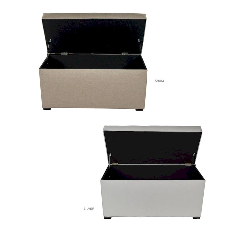 Banc coffre de rangement capitonné beige Angela à 8 boutons
