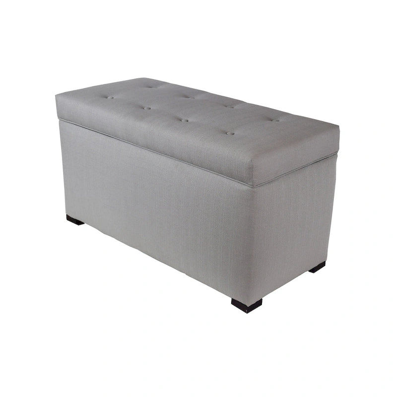 Banc coffre de rangement capitonné beige Angela à 8 boutons