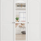 Garde-robe/Armoire/Placard familial de 70,9H avec portes miroir laque blanche