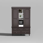 Garde-robe/Armoire/Placard familial de 70,9H avec portes miroir laque blanche