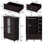 Garde-robe/Armoire/Placard familial de 70,9H avec portes miroir laque blanche