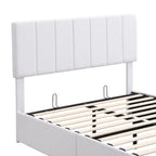 Lit plateforme rembourré avec système de rangement hydraulique -
