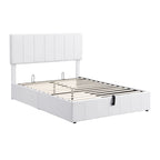 Lit plateforme rembourré avec système de rangement hydraulique -