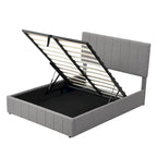Lit plateforme rembourré avec système de rangement hydraulique -