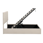 Lit plateforme rembourré avec système de rangement hydraulique -