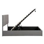 Lit plateforme rembourré avec système de rangement hydraulique -