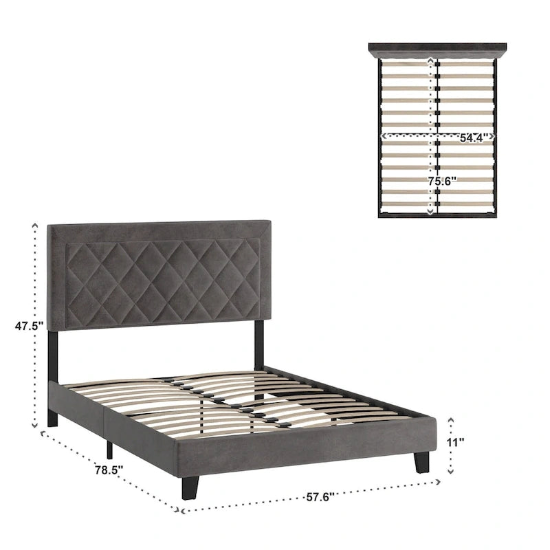 Lit plateforme en tissu velours Dartington par