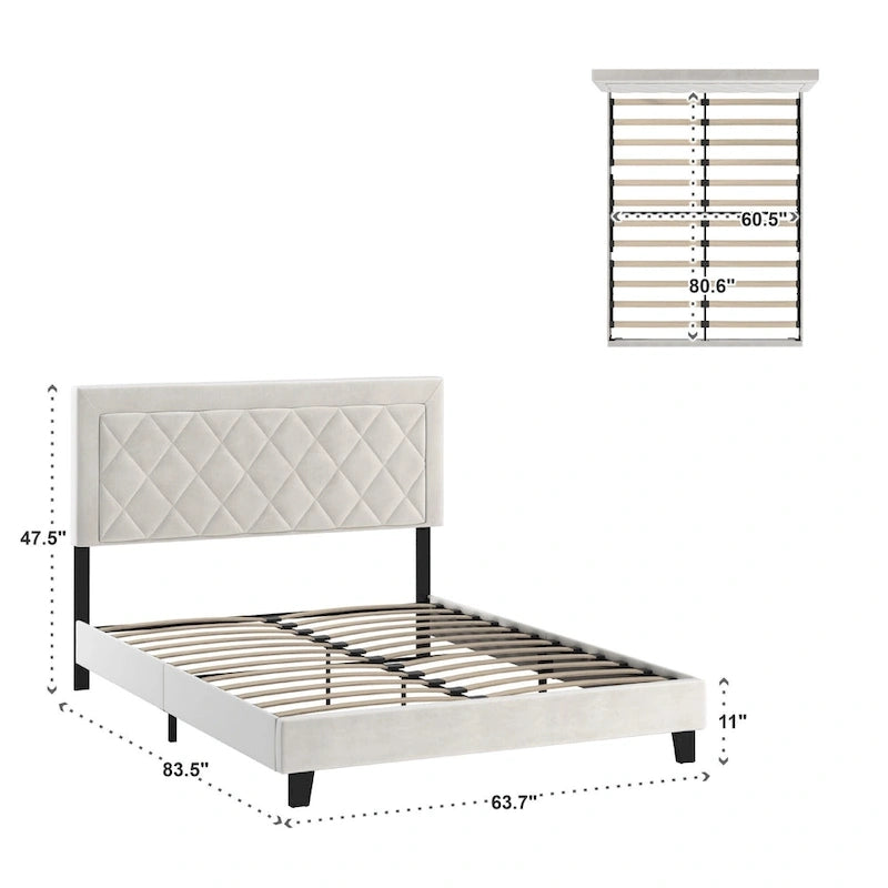 Lit plateforme en tissu velours Dartington par