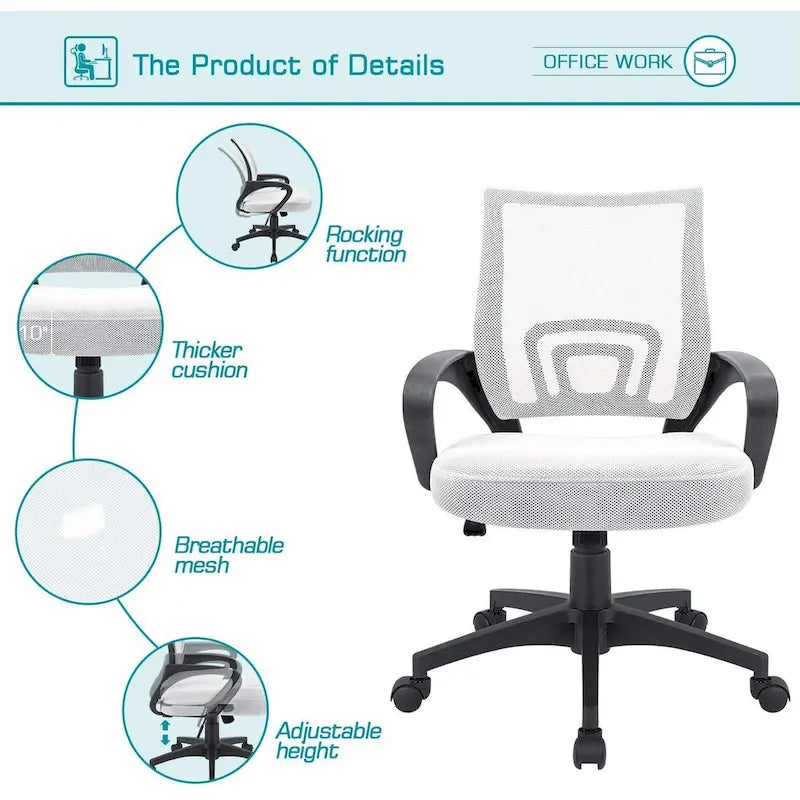 Chaise de bureau Chaise de bureau en maille Chaise d'ordinateur avec accoudoir