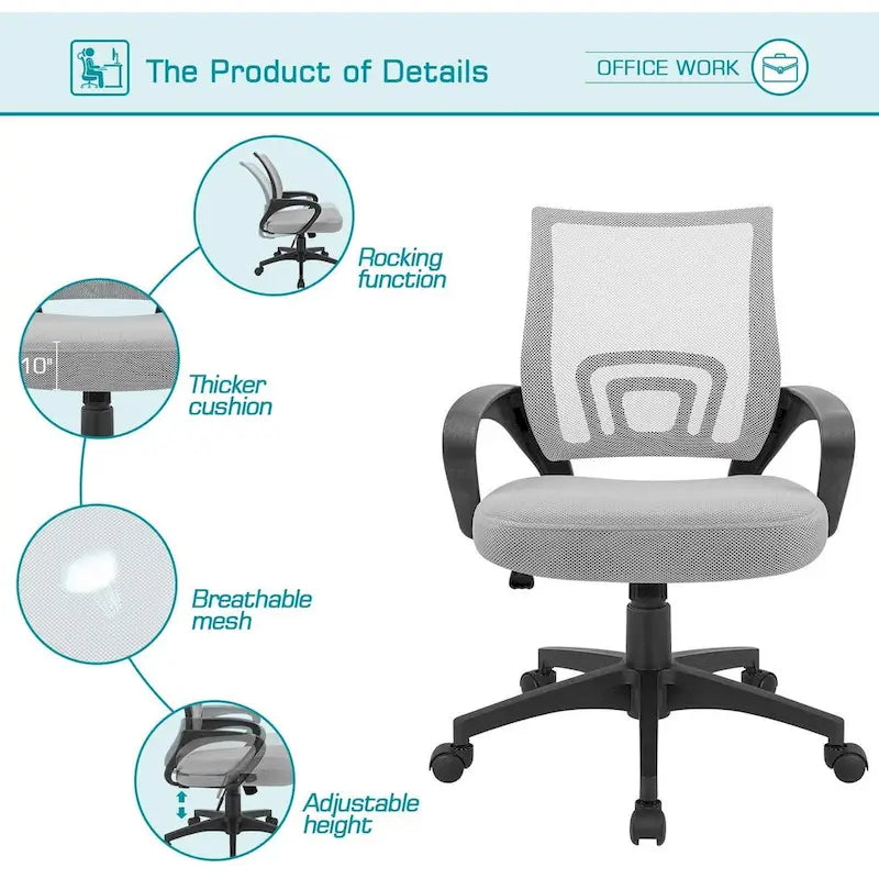 Chaise de bureau Chaise de bureau en maille Chaise d'ordinateur avec accoudoir